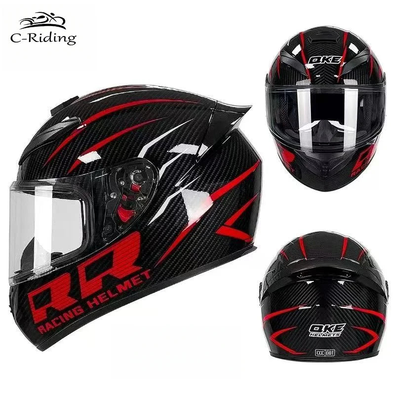 BIKE Adult Full Face Motorcycle/Racing Helmets-DOT Approved