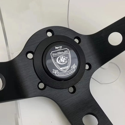 VERTEX SPEED Hells Racing 330mm Suede Embroidered Deep Dish Steering Wheels The Night Shift Performance Street Gear by The Night Shift Automotive Apparel