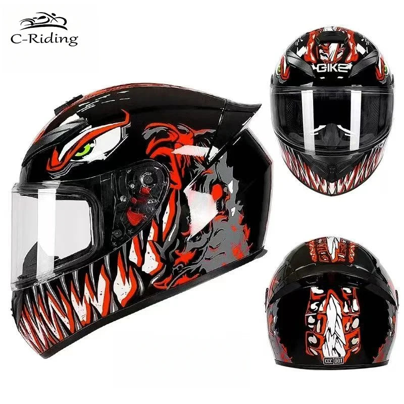 BIKE Adult Full Face Motorcycle/Racing Helmets-DOT Approved