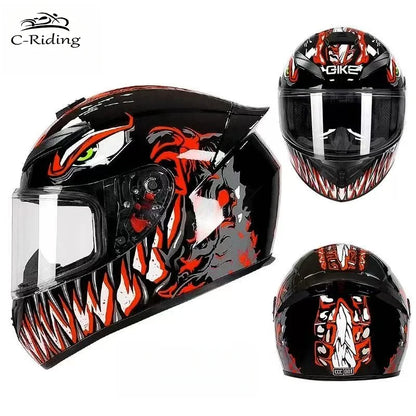 BIKE Adult Full Face Motorcycle/Racing Helmets-DOT Approved