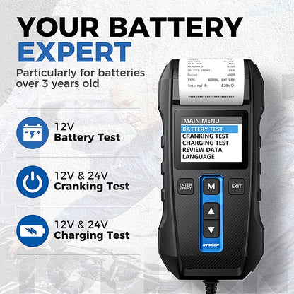 TOPDON BT300P 12V Battery Tester with Printing TOPDON by The Night Shift Automotive Apparel