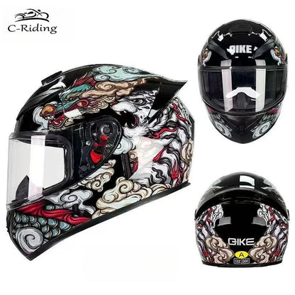 BIKE Adult Full Face Motorcycle/Racing Helmets-DOT Approved