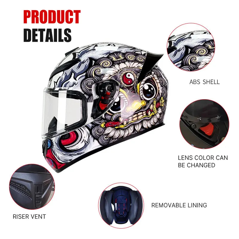 BIKE Adult Full Face Motorcycle/Racing Helmets-DOT Approved