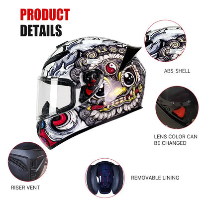 BIKE Adult Full Face Motorcycle/Racing Helmets-DOT Approved