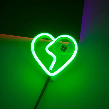 LED Broken Heart Window Light Green The Night Shift Performance Street Gear by The Night Shift Automotive Apparel