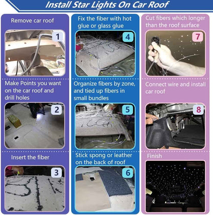Starlight Headliner Kit-16W Fiber Optic Ceiling Light, RGBW Music+App+Remote Control for Home&Car The Night Shift Performance Street Gear by The Night Shift Automotive Apparel