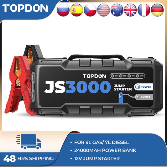 TOPDON JS3000-12V 3000A Car Jump Start Power Bank 24000Mah TOPDON by The Night Shift Automotive Apparel