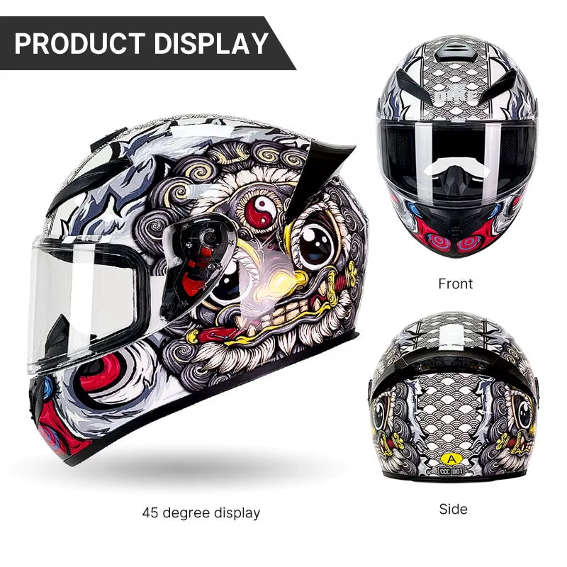 BIKE Adult Full Face Motorcycle/Racing Helmets-DOT Approved