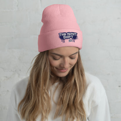 The Night Shift-Embroidered Cuffed Beanie Baby Pink The Night Shift Performance Street Gear by The Night Shift Automotive Apparel