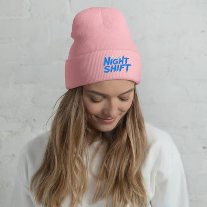 The Night Shift-Embroidered Cuffed Beanie Baby Pink The Night Shift Performance Street Gear by The Night Shift Automotive Apparel