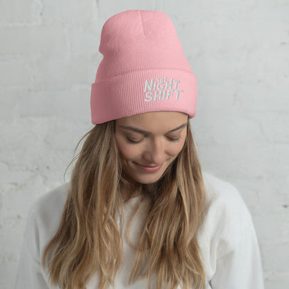 The Night Shift-Embroidered Cuffed Beanie Baby Pink The Night Shift Performance Street Gear by The Night Shift Automotive Apparel