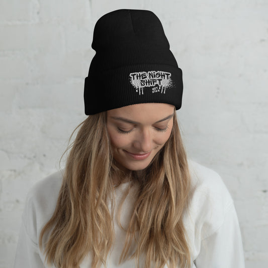 The Night Shift-Embroidered Cuffed Beanie Black The Night Shift Performance Street Gear by The Night Shift Automotive Apparel