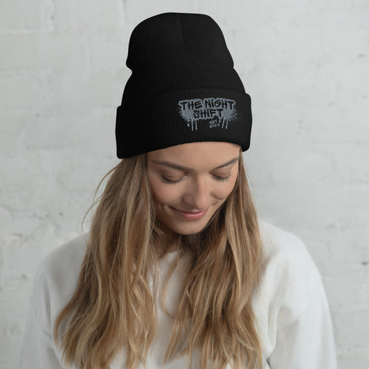 The Night Shift-Embroidered Cuffed Beanie Black The Night Shift Performance Street Gear by The Night Shift Automotive Apparel