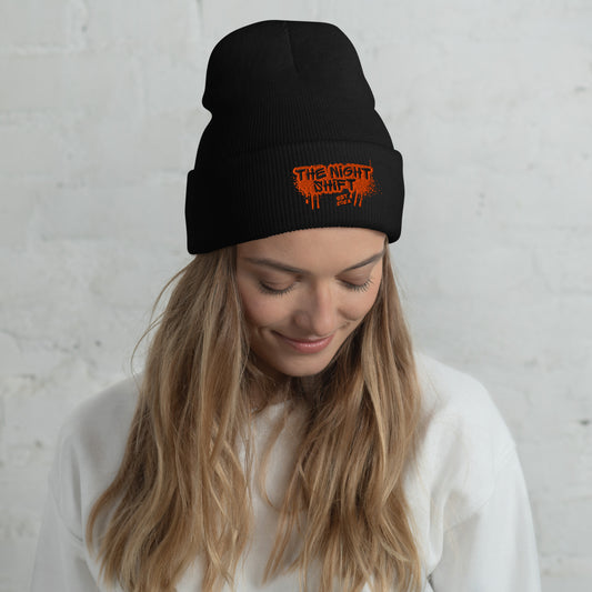 The Night Shift-Embroidered Cuffed Beanie Black The Night Shift Performance Street Gear by The Night Shift Automotive Apparel