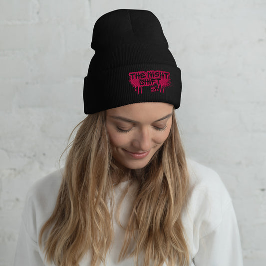 The Night Shift-Embroidered Cuffed Beanie Black The Night Shift Performance Street Gear by The Night Shift Automotive Apparel