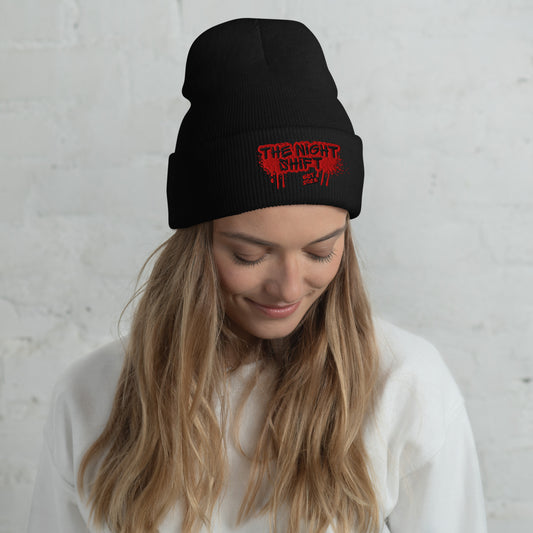 The Night Shift-Embroidered Cuffed Beanie Black The Night Shift Performance Street Gear by The Night Shift Automotive Apparel