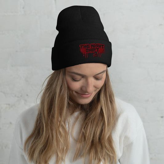 The Night Shift-Embroidered Cuffed Beanie Black The Night Shift Performance Street Gear by The Night Shift Automotive Apparel