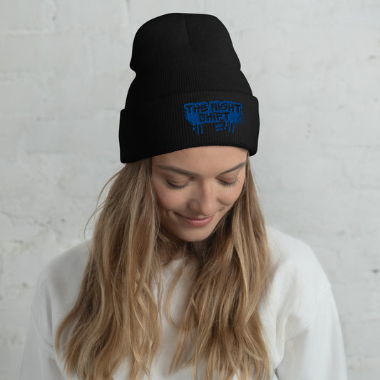 The Night Shift-Embroidered Cuffed Beanie Black The Night Shift Performance Street Gear by The Night Shift Automotive Apparel