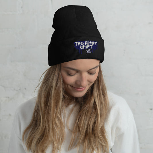 The Night Shift-Embroidered Cuffed Beanie Black The Night Shift Performance Street Gear by The Night Shift Automotive Apparel