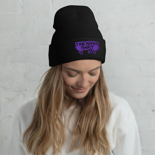 The Night Shift-Embroidered Cuffed Beanie Black The Night Shift Performance Street Gear by The Night Shift Automotive Apparel