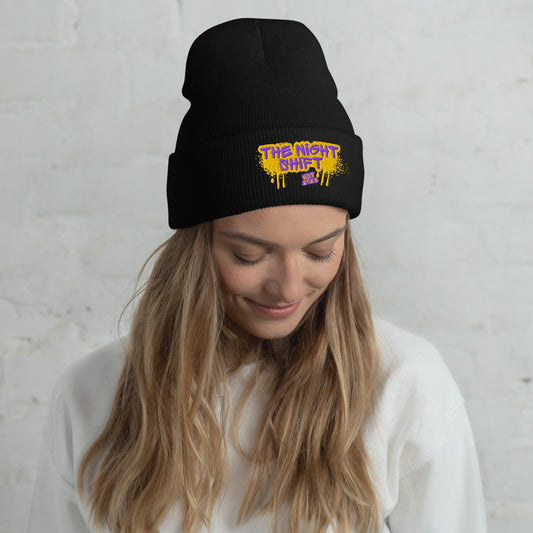 The Night Shift-Embroidered Cuffed Beanie Black The Night Shift Performance Street Gear by The Night Shift Automotive Apparel