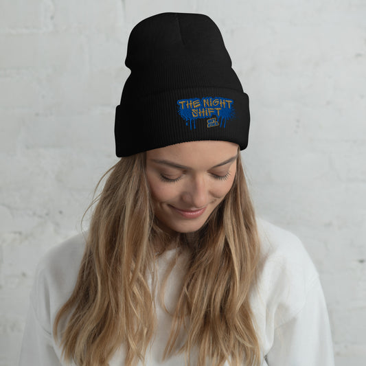 The Night Shift-Embroidered Cuffed Beanie Black The Night Shift Performance Street Gear by The Night Shift Automotive Apparel