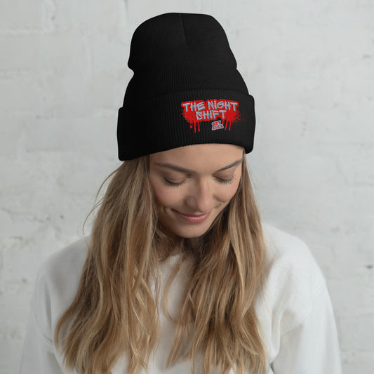 The Night Shift-Embroidered Cuffed Beanie Black The Night Shift Performance Street Gear by The Night Shift Automotive Apparel