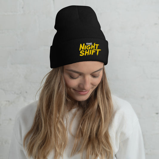 The Night Shift-Embroidered Cuffed Beanie Black The Night Shift Performance Street Gear by The Night Shift Automotive Apparel