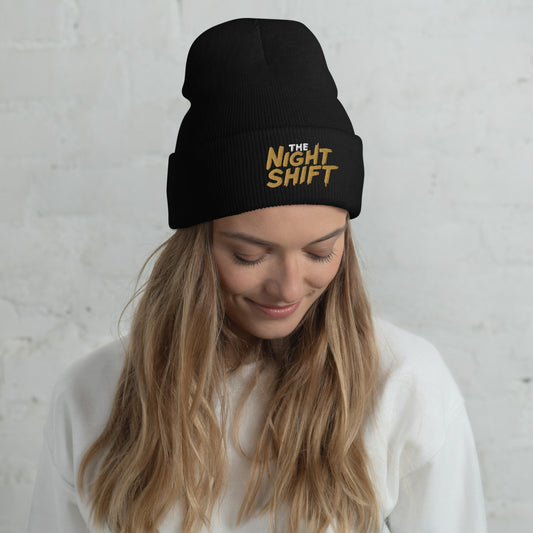 The Night Shift-Embroidered Cuffed Beanie Black The Night Shift Performance Street Gear by The Night Shift Automotive Apparel