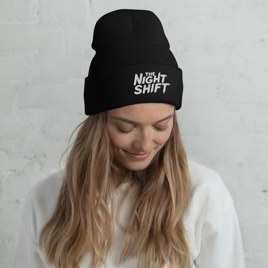The Night Shift-Embroidered Cuffed Beanie Black The Night Shift Performance Street Gear by The Night Shift Automotive Apparel