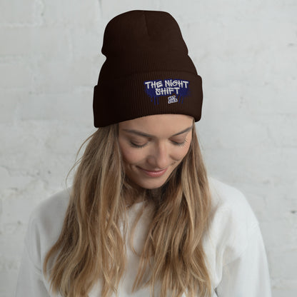 The Night Shift-Embroidered Cuffed Beanie Brown The Night Shift Performance Street Gear by The Night Shift Automotive Apparel