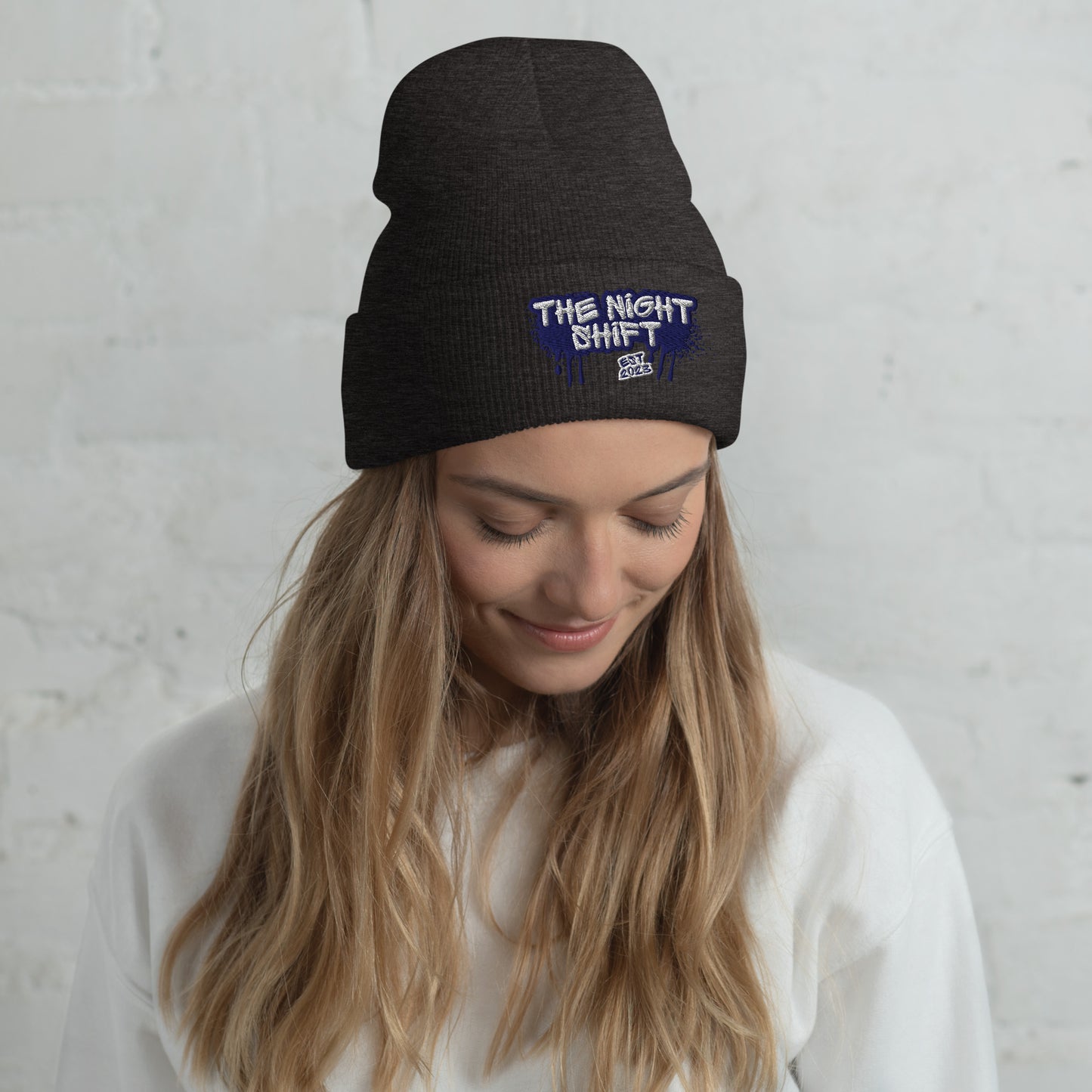 The Night Shift-Embroidered Cuffed Beanie Dark Grey The Night Shift Performance Street Gear by The Night Shift Automotive Apparel