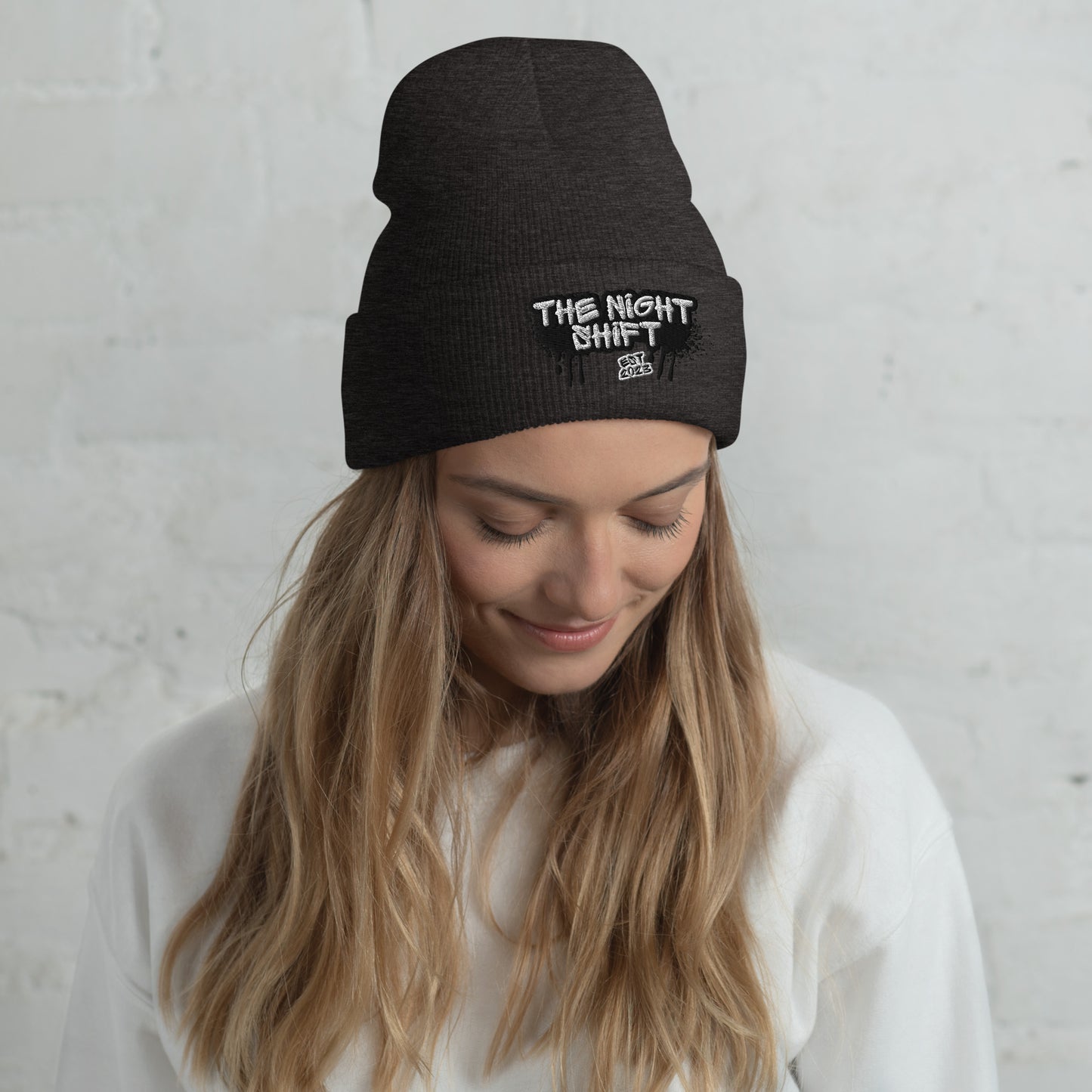 The Night Shift-Embroidered Cuffed Beanie Dark Grey The Night Shift Performance Street Gear by The Night Shift Automotive Apparel