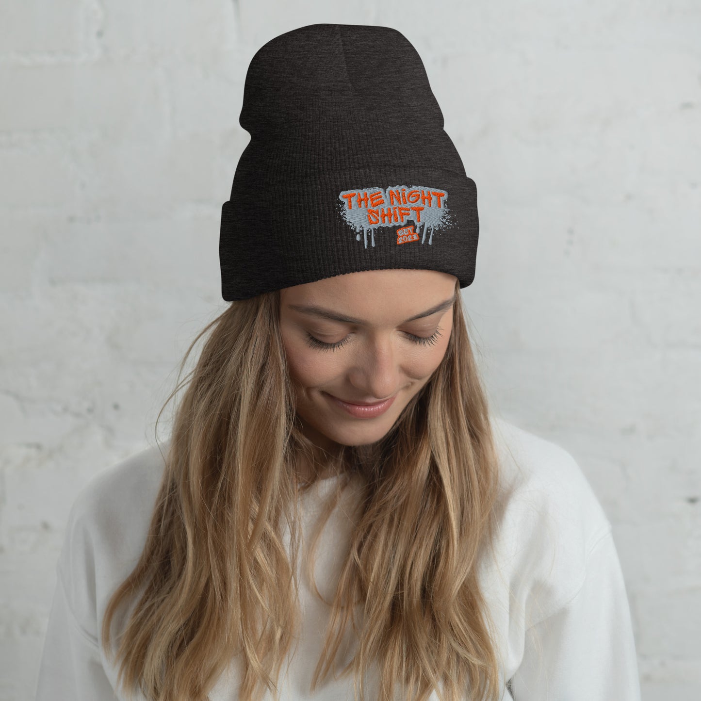 The Night Shift-Embroidered Cuffed Beanie Dark Grey The Night Shift Performance Street Gear by The Night Shift Automotive Apparel
