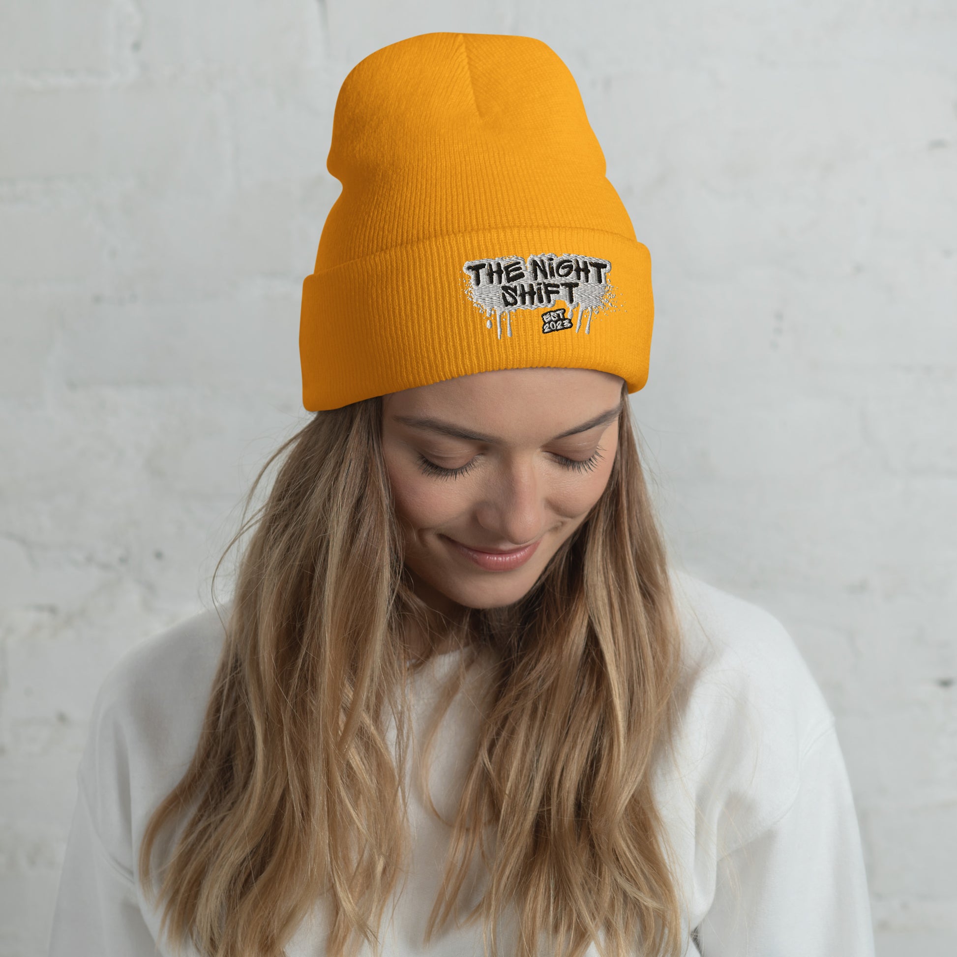 The Night Shift-Embroidered Cuffed Beanie Gold The Night Shift Performance Street Gear by The Night Shift Automotive Apparel