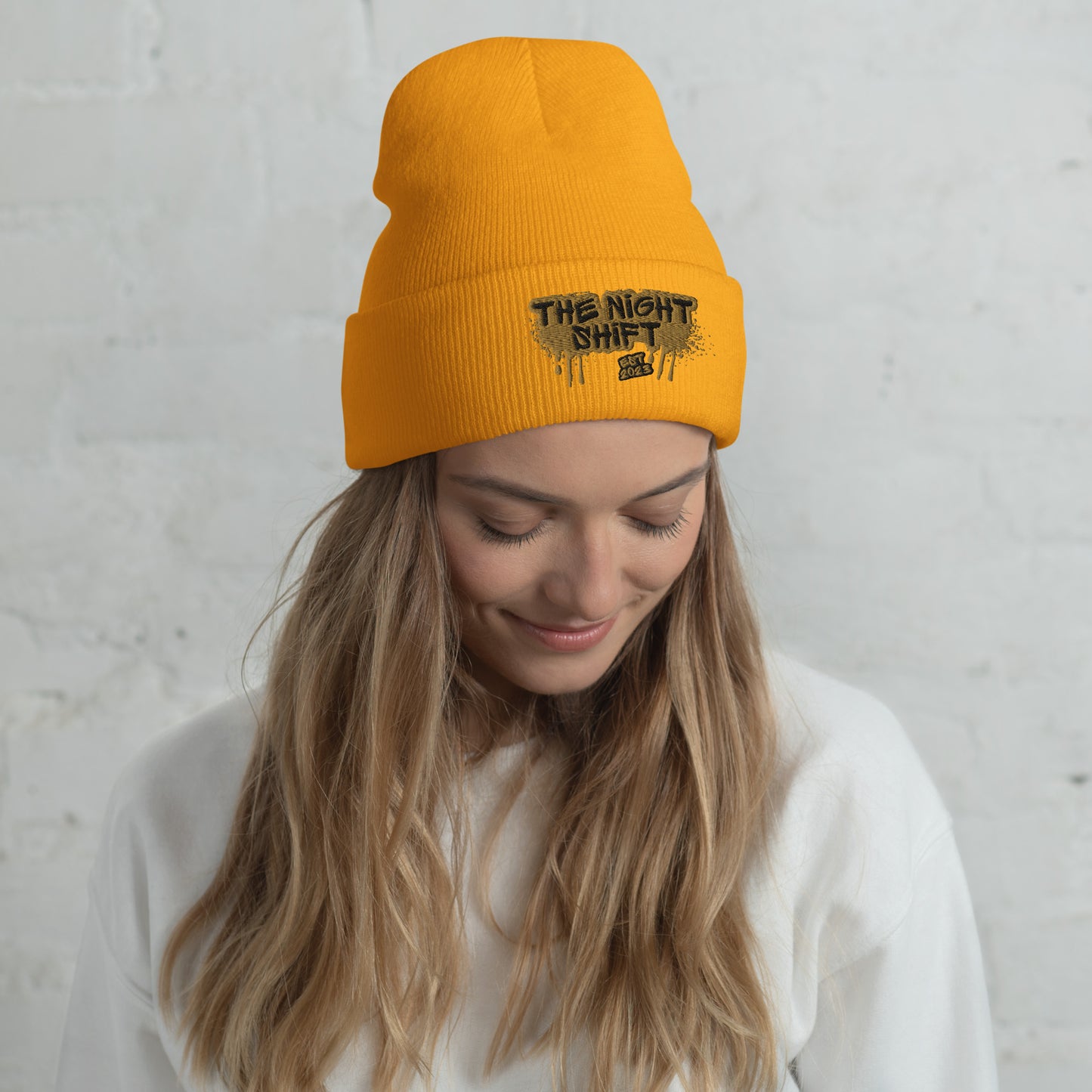 The Night Shift-Embroidered Cuffed Beanie Gold The Night Shift Performance Street Gear by The Night Shift Automotive Apparel