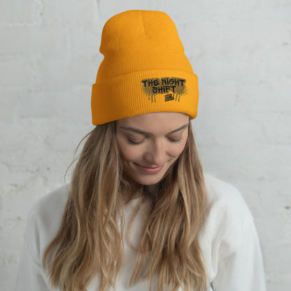 The Night Shift-Embroidered Cuffed Beanie Gold The Night Shift Performance Street Gear by The Night Shift Automotive Apparel