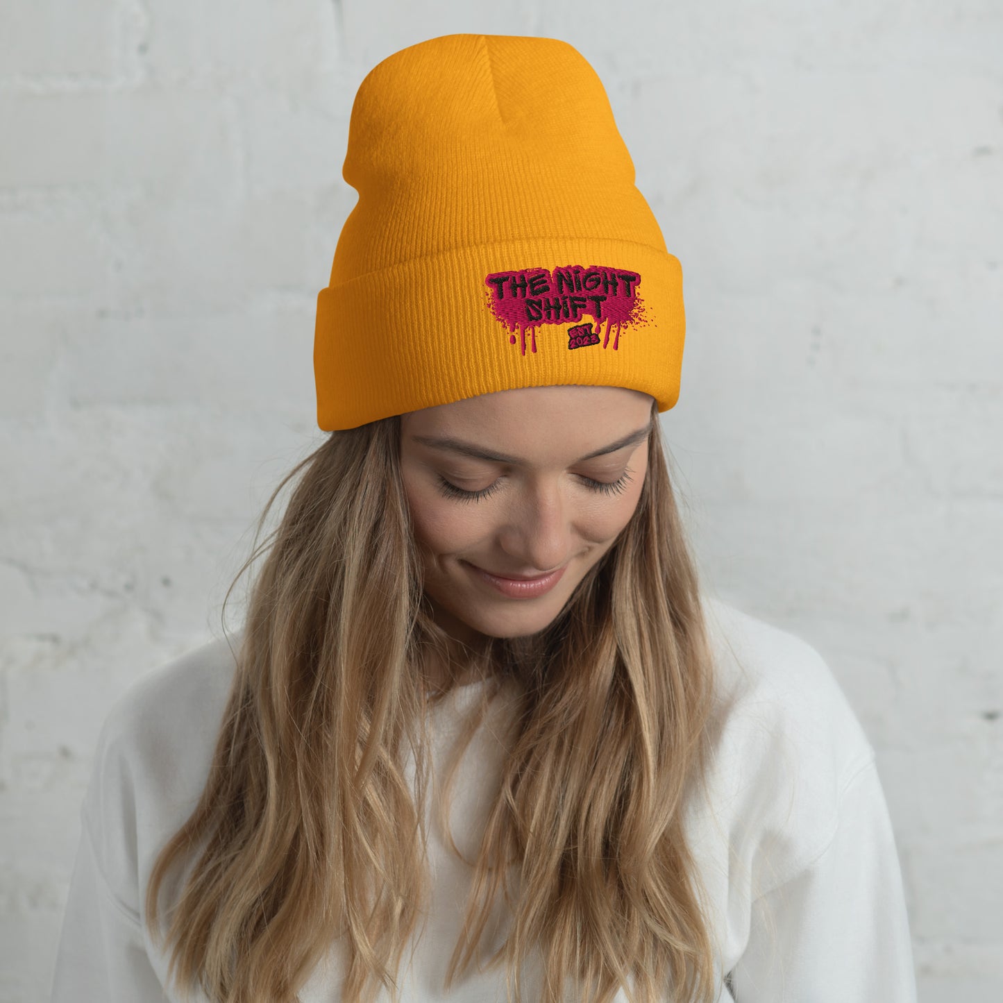 The Night Shift-Embroidered Cuffed Beanie Gold The Night Shift Performance Street Gear by The Night Shift Automotive Apparel