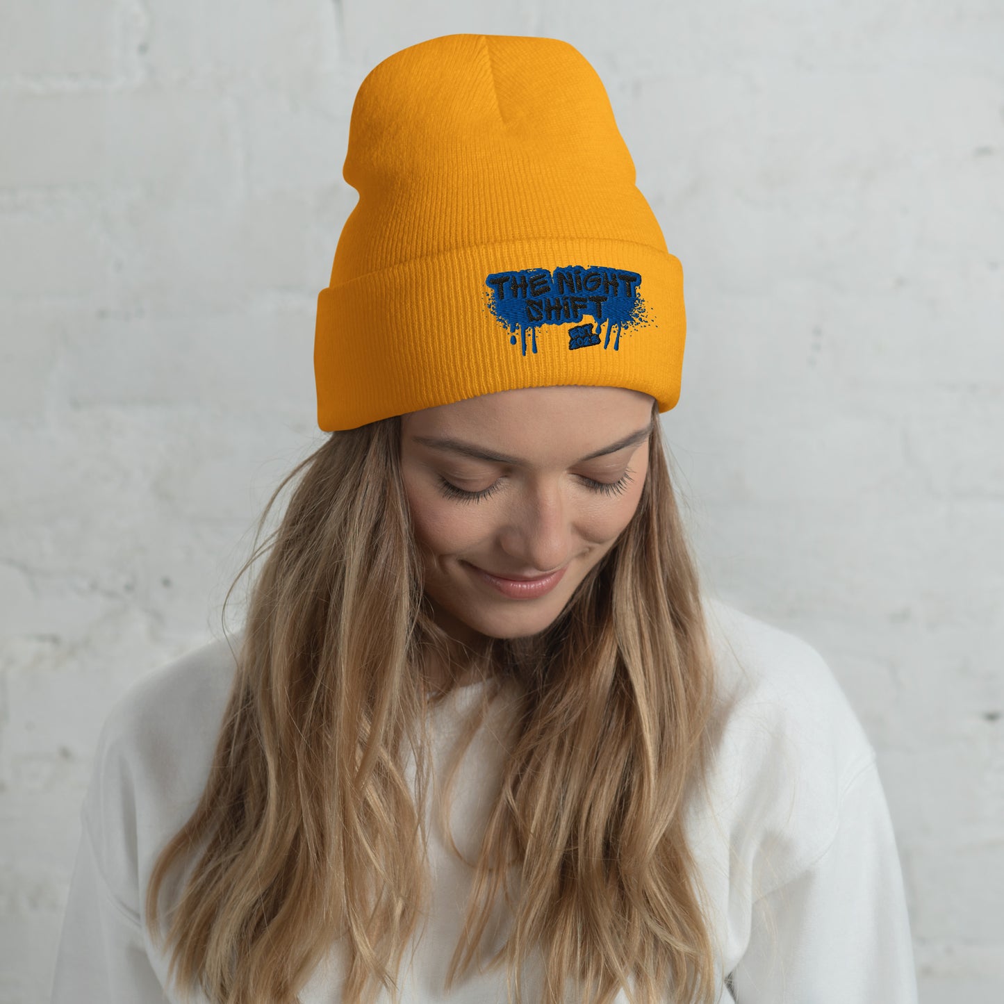 The Night Shift-Embroidered Cuffed Beanie Gold The Night Shift Performance Street Gear by The Night Shift Automotive Apparel