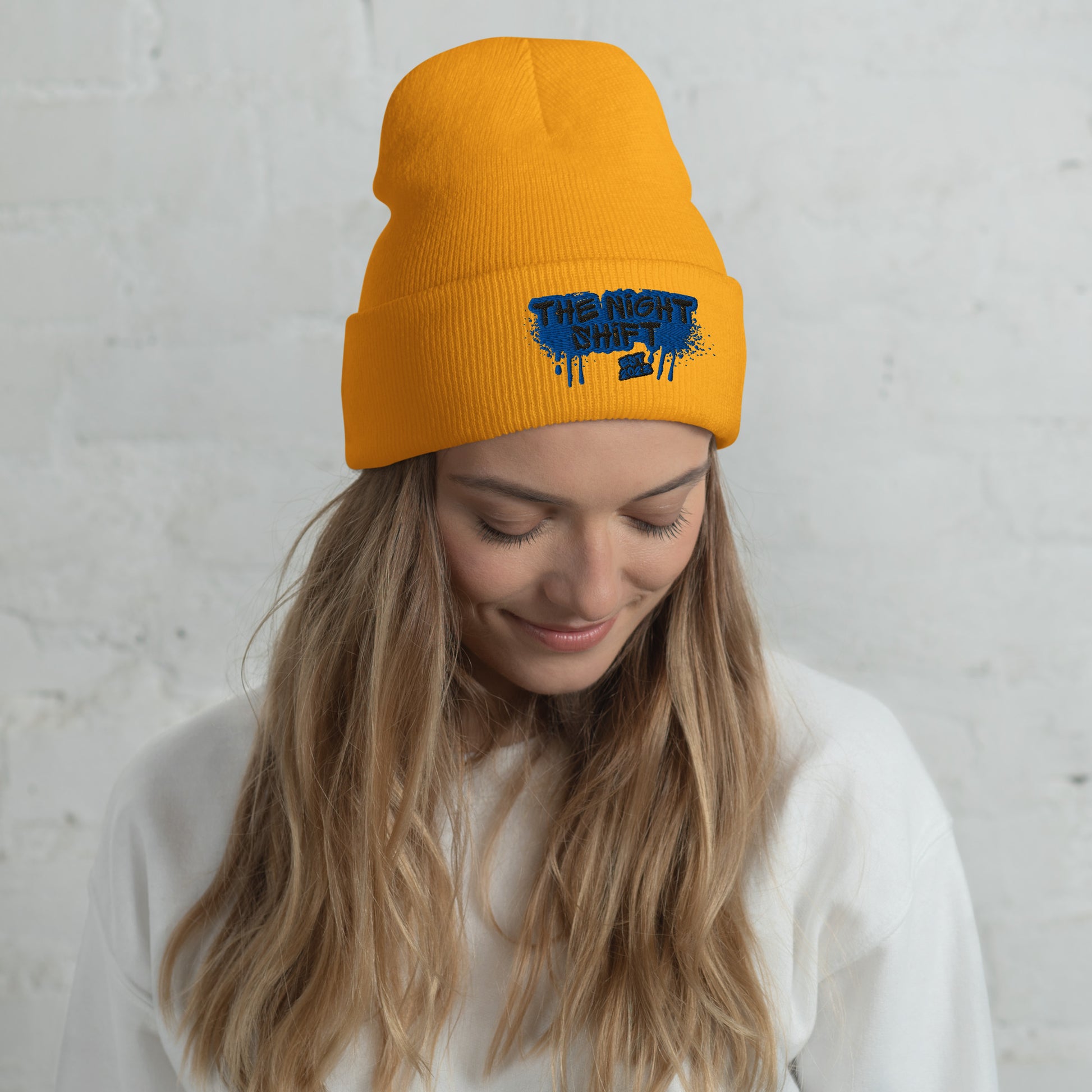The Night Shift-Embroidered Cuffed Beanie Gold The Night Shift Performance Street Gear by The Night Shift Automotive Apparel