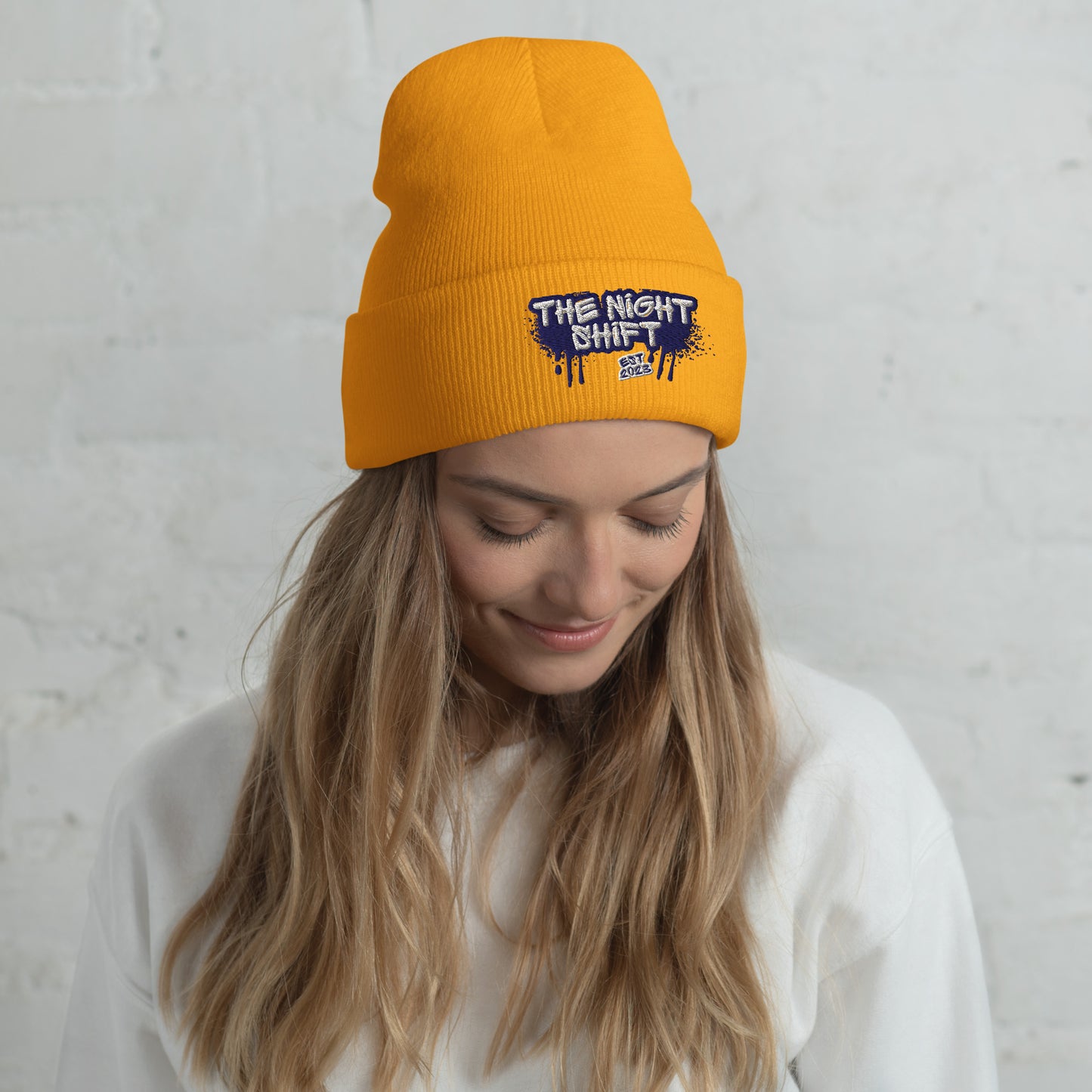 The Night Shift-Embroidered Cuffed Beanie Gold The Night Shift Performance Street Gear by The Night Shift Automotive Apparel