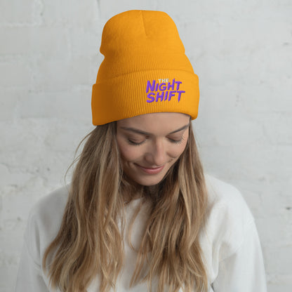 The Night Shift-Embroidered Cuffed Beanie Gold The Night Shift Performance Street Gear by The Night Shift Automotive Apparel