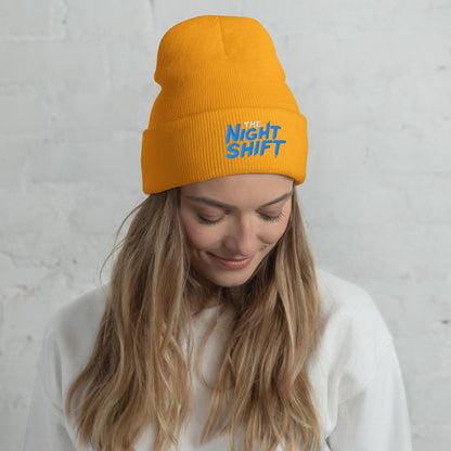 The Night Shift-Embroidered Cuffed Beanie Gold The Night Shift Performance Street Gear by The Night Shift Automotive Apparel