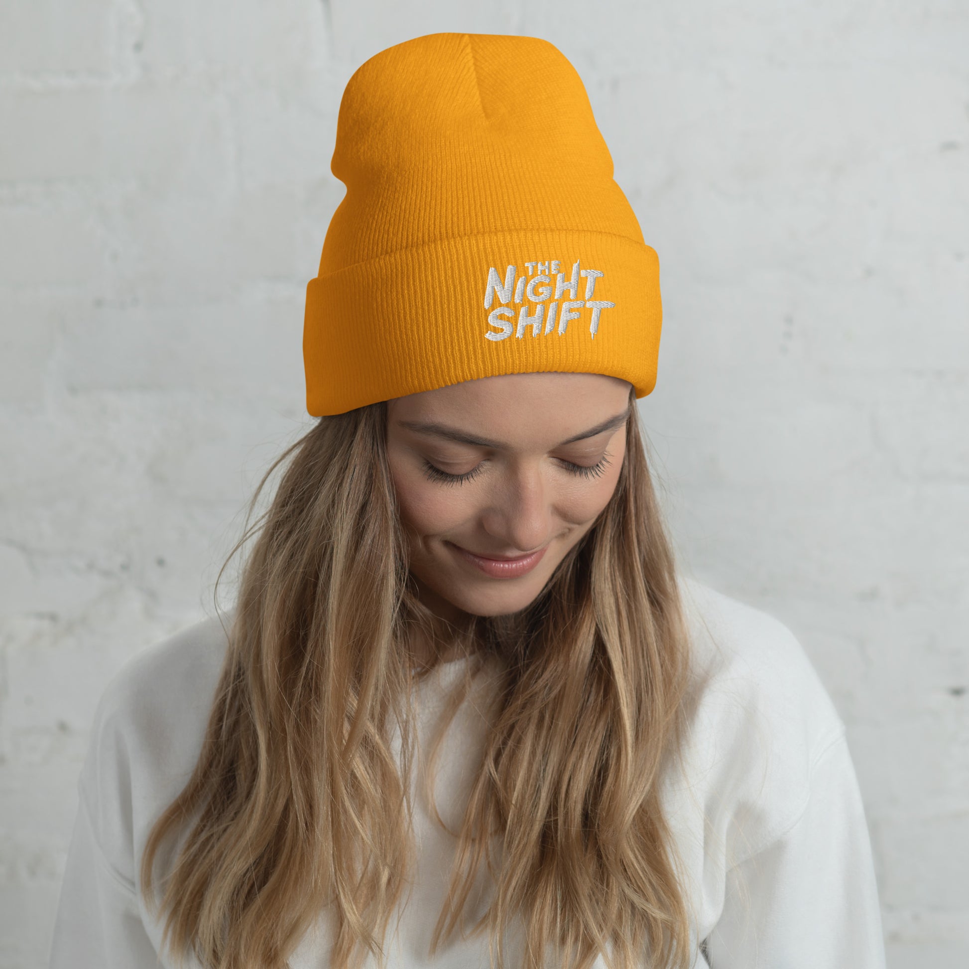 The Night Shift-Embroidered Cuffed Beanie Gold The Night Shift Performance Street Gear by The Night Shift Automotive Apparel