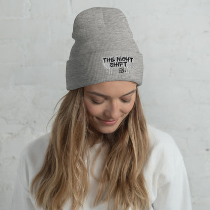 The Night Shift-Embroidered Cuffed Beanie Heather Grey The Night Shift Performance Street Gear by The Night Shift Automotive Apparel