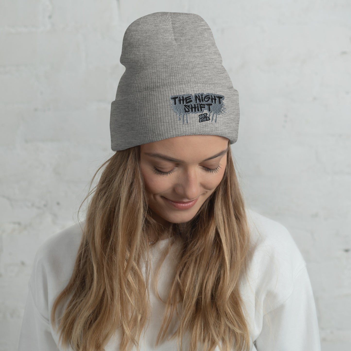 The Night Shift-Embroidered Cuffed Beanie Heather Grey The Night Shift Performance Street Gear by The Night Shift Automotive Apparel