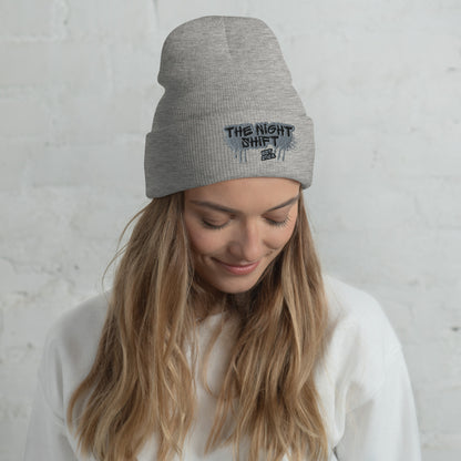The Night Shift-Embroidered Cuffed Beanie Heather Grey The Night Shift Performance Street Gear by The Night Shift Automotive Apparel