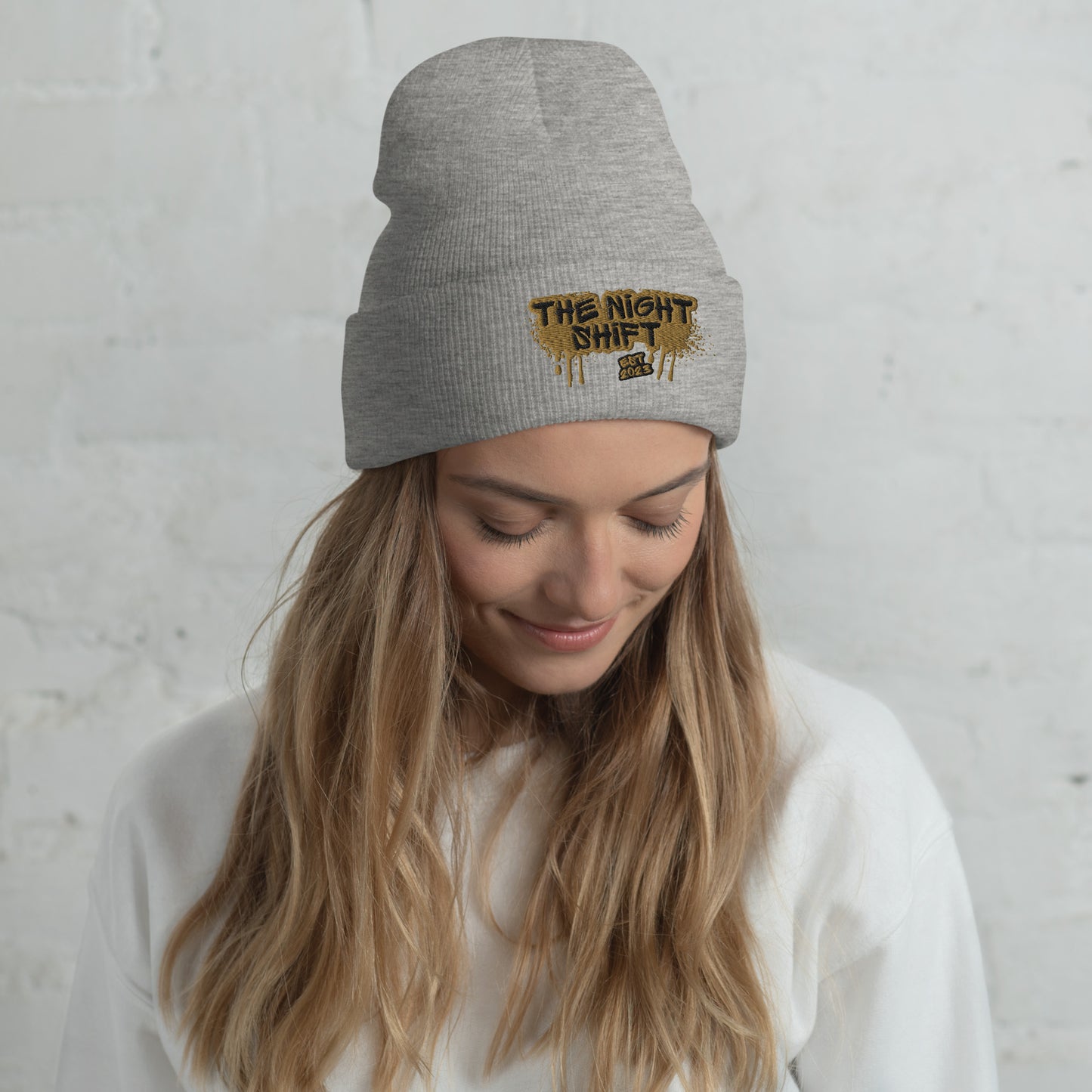 The Night Shift-Embroidered Cuffed Beanie Heather Grey The Night Shift Performance Street Gear by The Night Shift Automotive Apparel
