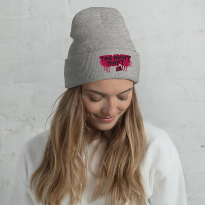 The Night Shift-Embroidered Cuffed Beanie Heather Grey The Night Shift Performance Street Gear by The Night Shift Automotive Apparel