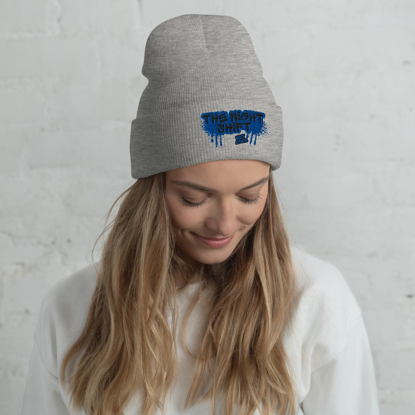 The Night Shift-Embroidered Cuffed Beanie Heather Grey The Night Shift Performance Street Gear by The Night Shift Automotive Apparel